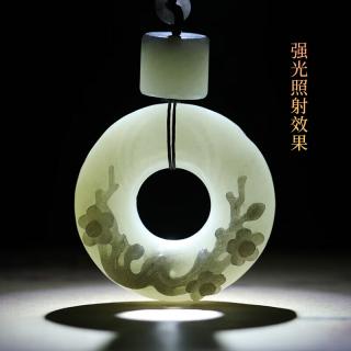 和玉谣孤品大师工艺新疆和田玉青花正品喜上眉梢玉挂件梅花腰佩玉把玩
