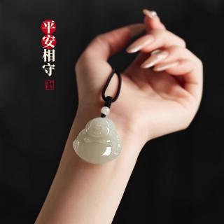 天然和田玉弥勒佛吊坠女玉佛头玉坠项链小佛公玉石玉佩挂件 小号羊脂